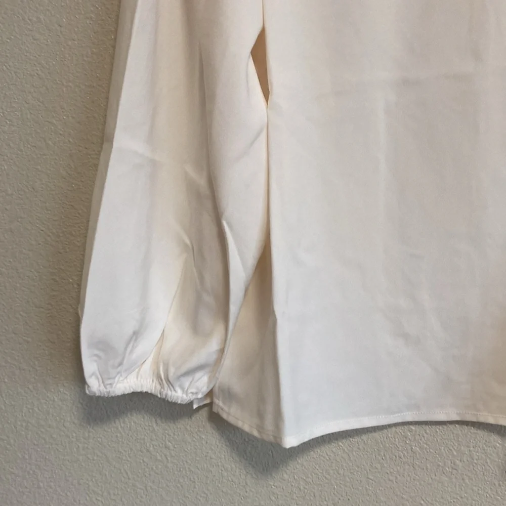 J.Crew Puff Sleeve Keyhole Crepe Blouse in Ivory (Size PXS)